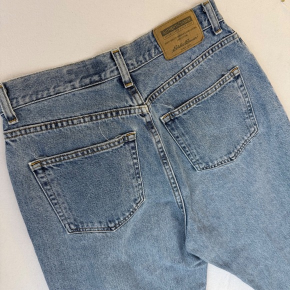Eddie Bauer High Rise Mom Jeans Medium Wash Denim Tapered Leg Womens 10 Petite - Picture 10 of 14